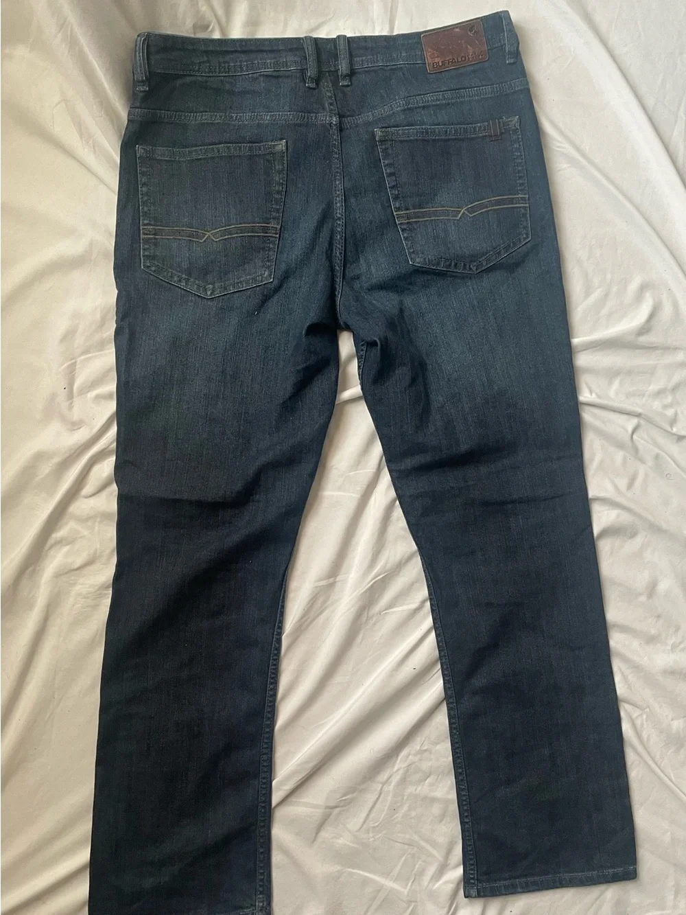 Dark Blue Jeans Straight Leg Denim - Faded Wash Vintage and Comfortable